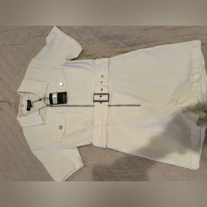 Missguided white denim romper w/belt buckle